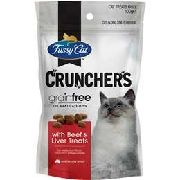 Fussy Cat Grain Free Crunchers Adult Cat Treats With Beef & Liver 100g