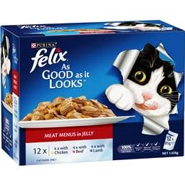 Felix As Good As It Looks Meat Menus In Jelly Wet Cat Food 85g X12 Pack