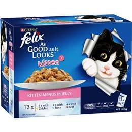 Felix As Good As It Looks Kitten Menus Jelly Wet Cat Food 85g X12 Pack