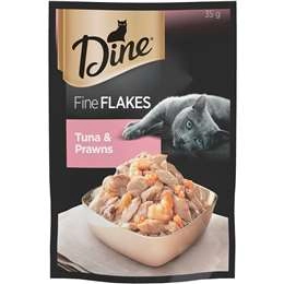 Dine Fine Flakes Tuna & Prawns Wet Cat Food Pouch 35g