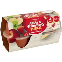 Woolworths Apple & Strawberry Puree  4 Pack