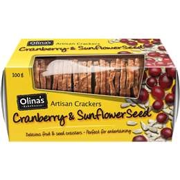 Olina's Bakehouse Artisan Cracker Biscuits Cranberry & Sunflower Seed 100g