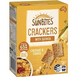 Sunbites Cheddar & Chives Snack Crackers W/ Quinoa Share Pack 110g