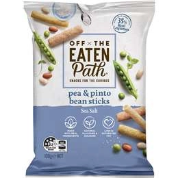 Off The Eaten Path Vegetable Chips Pea & Pinto Bean Sticks Sea Salt 100g