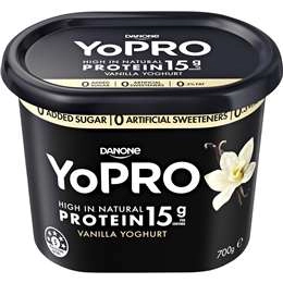 Yopro Danone High Protein Yoghurt No Added Sugar Vanilla 700g