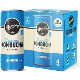 Remedy Organic Kombucha Lemonade  250ml X 4 Pack