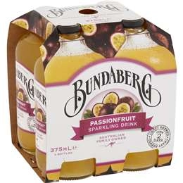 Bundaberg Sparkling Passionfruit Drink 375ml X4 Pack