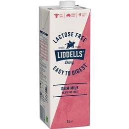 Liddells Lactose Free Skim Long Life Uht Milk 1l