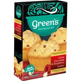 Green's White Chocolate & Raspberry Muffin Mix 400g