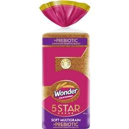 Wonder 5 Star Soft Multigrain & Prebiotic Bread Loaf 680g