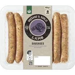 Woolworths Gourmet Lamb Sausages With Oregano & Garlic 450g