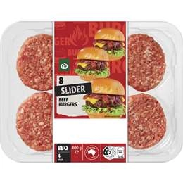 Woolworths 8 Slider Beef Burgers  400g