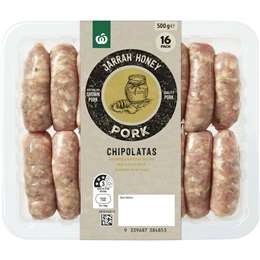 Woolworths Gourmet Pork Chipolatas With Jarrah Honey 500g