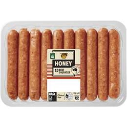 Woolworths 10 Honey Beef Sausages  550g