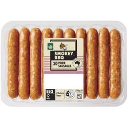 Woolworths 10 Smokey Bbq Pork Sausages  550g