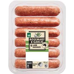 Woolworths 6 Rosemary & Garlic Lamb Sausages 505g