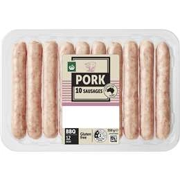 Woolworths 10 Pork Sausages  550g