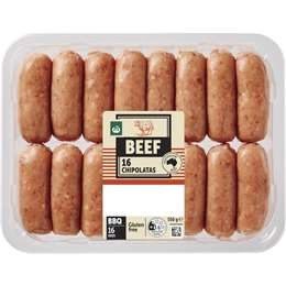 Woolworths 16 Beef Chipolatas  550g