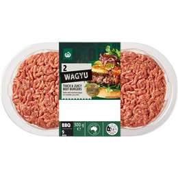 Woolworths 2 Wagyu Thick & Juicy Beef Burgers 300g