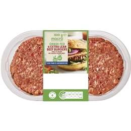 Macro Grass Fed 4 Extra Lean Beef Burgers 500g