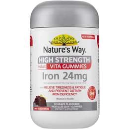 Nature's Way Adult Vita Gummies 24mg Iron Grape Flavour 30 Pack