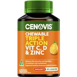 Cenovis Chewable Triple Action Vitamin C, D & Zinc Tablets 60 Pack