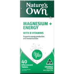 Nature's Own Magnesium & Energy With Vitamin B Effervescent Tablets 40 Pack