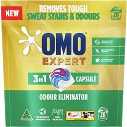 Omo Expert 3 In 1 Odour Eliminator Laundry Detergent Capsules 28 Pack