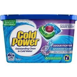 Cold Power Advanced Clean Odour Fighter Capsules Washing Detergent 26 Pack