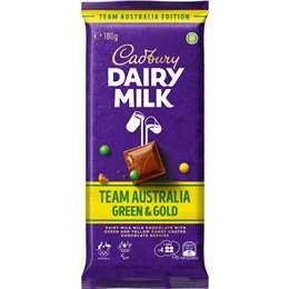 Cadbury Team Australia Green & Gold Milk Chocolate Block 170g