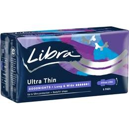 Libra Goodnights Ultra Thin Long & Wide Pads 6 Pack