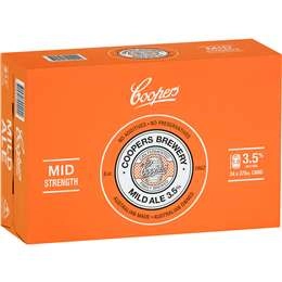 Coopers Mild Ale Cans 375ml X 24 Case