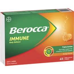 Berocca Immune Daily Defence Orange Effervescent Tablets 45 Pack