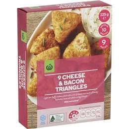 Woolworths Cheese & Bacon Triangles 9 Pack 225g