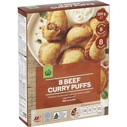 Woolworths Beef Curry Puffs 8 Pack 200g