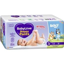 Babylove Nappy Pants Wriggler Size 3 7-11 Kilograms 34 Pack