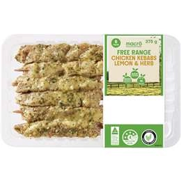 Macro 6 Free Range Chicken Kebabs Lemon & Herb 375g