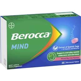 Berocca Mind Effervescent Tablets Mixed Berry Flavour 20 Pack