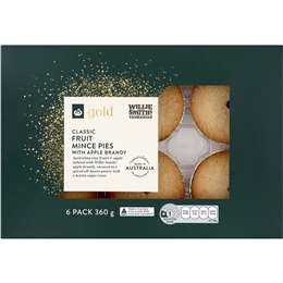 Woolworths Gold Fruit Mince Pies With Apple Brandy 6 Pack