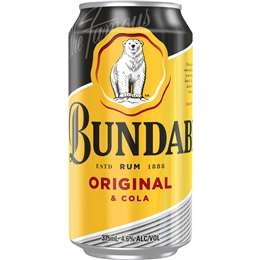 Bundaberg Rum & Cola Cans 375ml X10 Case