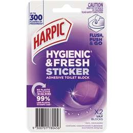 Harpic Hygenic & Fresh Sticker Adhesive Toilet Block Lily 2 Pack