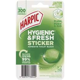 Harpic Hygenic & Fresh Sticker Adhesive Toilet Block Pine 2 Pack