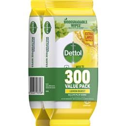 Dettol Multipurpose Wipes Lemon Burst  300 Pack