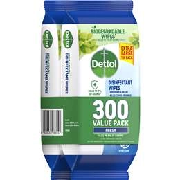 Dettol Disinfectant Wipes Extra Large  300 Pack