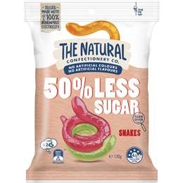 The Natural Confectionery Co. 50% Less Sugar Snakes  130g