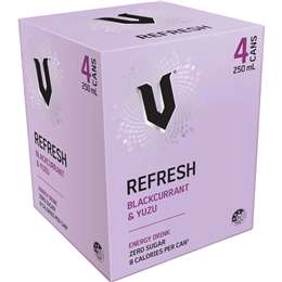 V Refresh Blackcurrant & Yuzu Energy Drink 250ml X 4 Pack