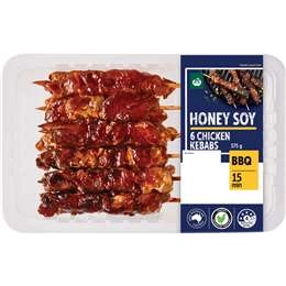 Woolworths 6 Chicken Kebabs Honey Soy 375g