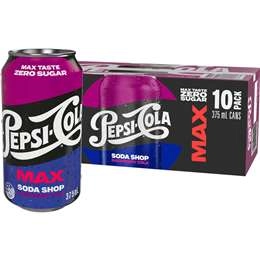 Pepsi Max Soda Shop Raspberry Cans  375ml X 10 Pack