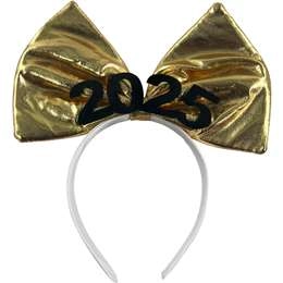 Whiz Pop Bang Happy New Year Bow Headband Gold Each