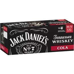 Jack Daniel's Tennessee Whiskey & Cola Cans 10x375ml